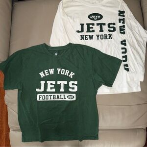 2 Kids NFL New York Jets Tshirts Large14-16 Green shortsleeve & White longsleeve